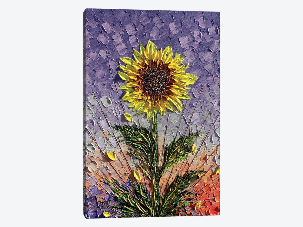 Single Sunflower - Purple Yellow Orange by Nada Khatib 1-piece Canvas Artwork
