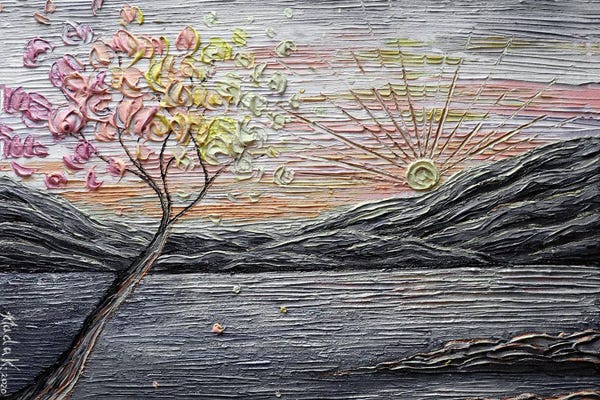 Lake Sunrises & Sunsets: Somewhere Peachy - Gray Peach by Nada Khatib