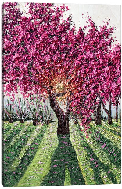 Magnificence - Pink Magenta Green Gold Canvas Art Print - Pantone 2023 Viva Magenta
