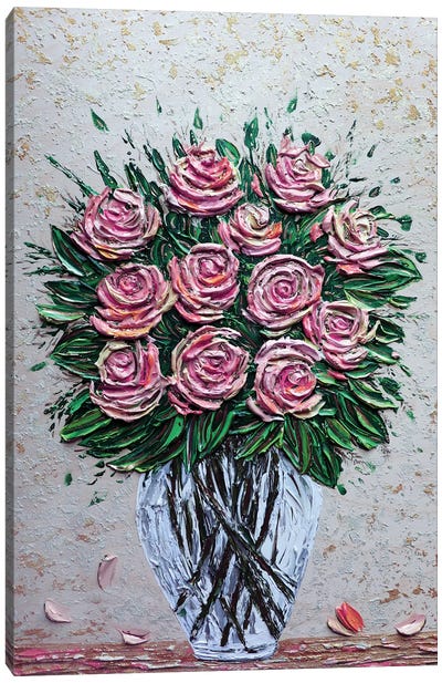 A Dozen Reasons To Love You - Pink Canvas Art Print - Nada Khatib