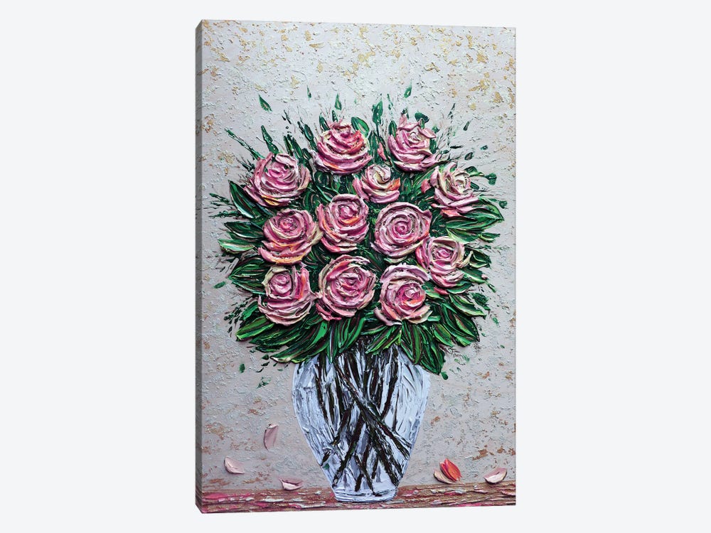 A Dozen Reasons To Love You - Pink by Nada Khatib 1-piece Canvas Art Print