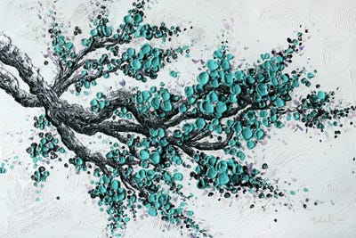 Big Bloom - Blue Turquoise by Nada Khatib framed canvas print