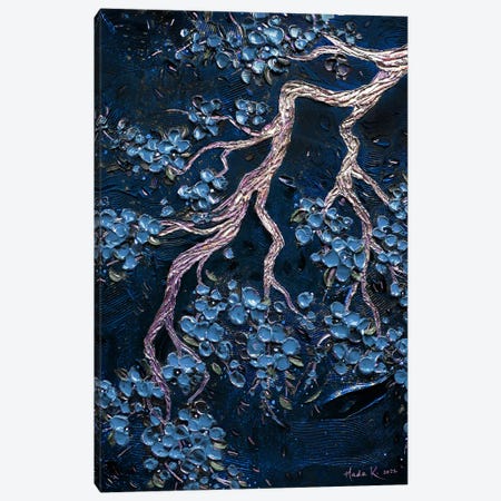 Night Bloom - Blue Canvas Print #NKH155} by Nada Khatib Canvas Wall Art
