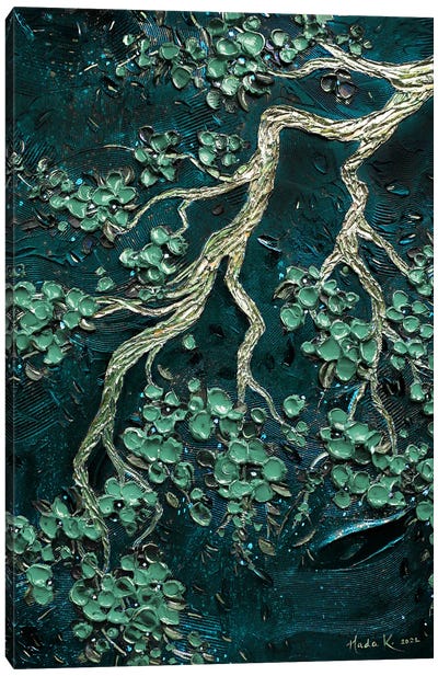 Night Bloom - Green Canvas Art Print - Nada Khatib