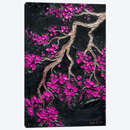 Night Bloom - Hot Pick Magenta Fuchsia Canvas Print #NKH159} by Nada Khatib Art Print