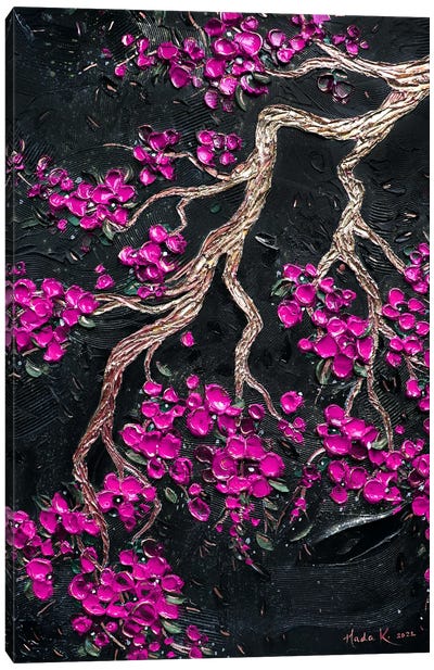 Night Bloom - Hot Pick Magenta Fuchsia Canvas Art Print - Nada Khatib