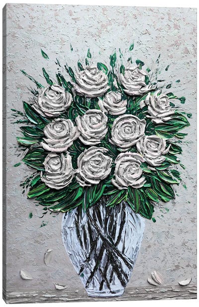 A Dozen Reasons To Love You - White Gray Canvas Art Print - Nada Khatib