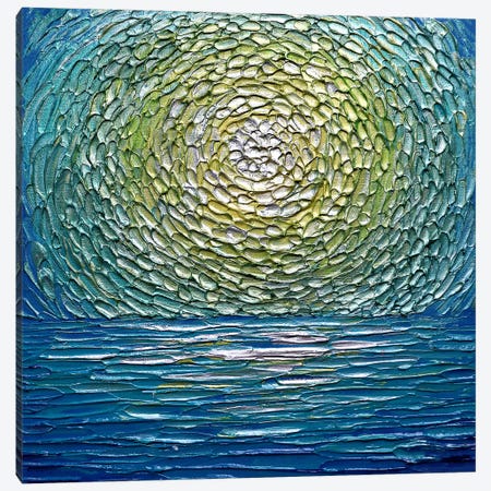 Sour Apple - Abstract Blue Green Canvas Print #NKH168} by Nada Khatib Canvas Art