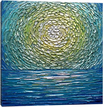 Sour Apple - Abstract Blue Green Canvas Art Print - Nada Khatib