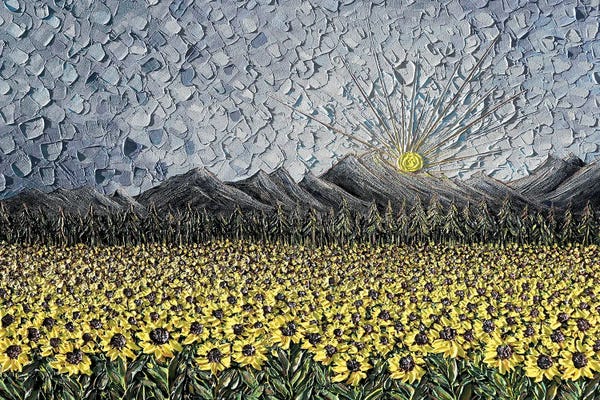 Mountain Sunrises & Sunsets: And Still, I Rise - Gray Yellow by Nada Khatib