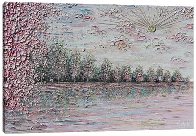 A View To Remember Canvas Art Print - Gray & Pink Art