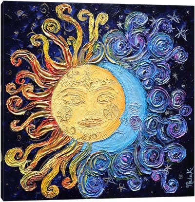 Day & Night Canvas Art Print - Sun and Moon Art Collection | Sun Moon Paintings & Wall Decor