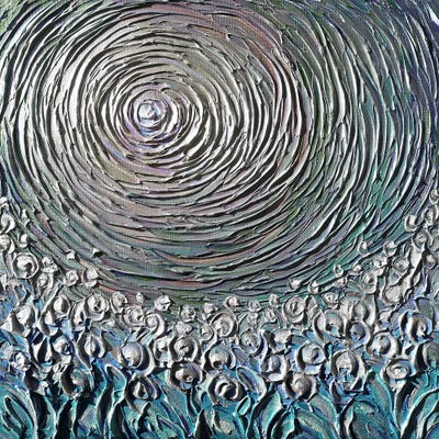 Land Of Fairy Dust - Turquoise Silver by Nada Khatib framed canvas print