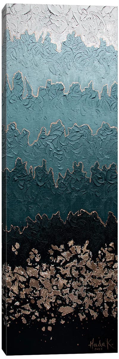 Misty - Turquoise Teal Canvas Art Print - Gold & Teal Art