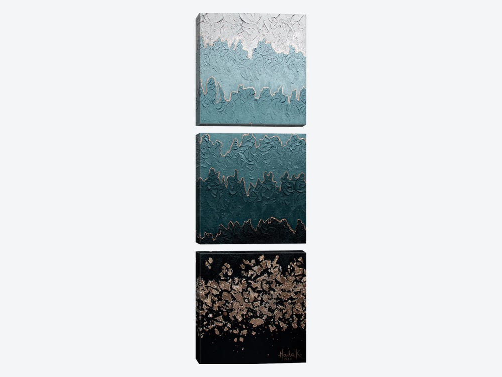 Misty - Turquoise Teal by Nada Khatib 3-piece Canvas Print