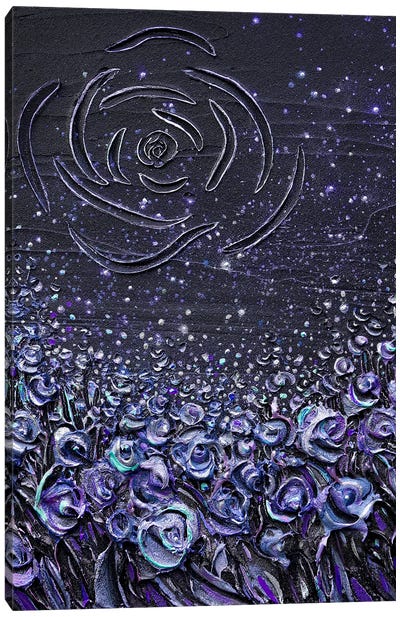 Come Home To Roses - Purple Blue Canvas Art Print - Nada Khatib