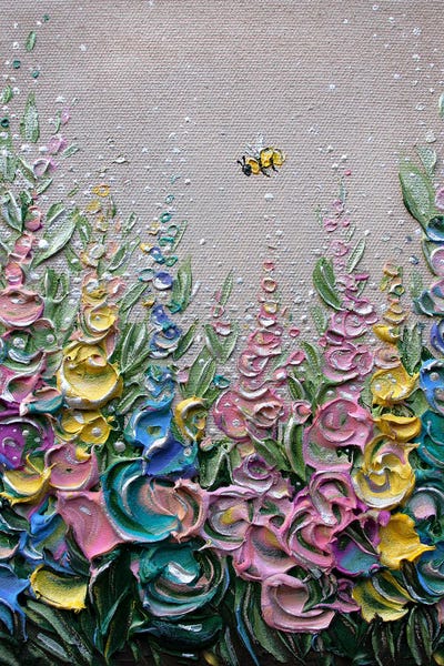 Contentment - Original Multi Color by Nada Khatib framed canvas print