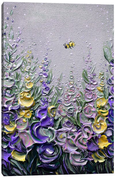 Contentment - Purple Yellow Canvas Art Print - Bee Art