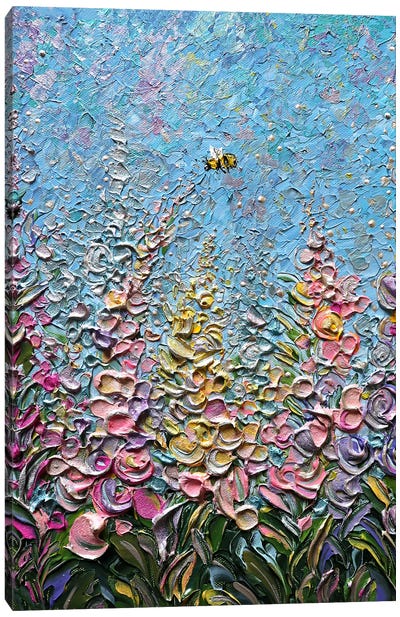 Bee Brave Canvas Art Print - Textured Florals