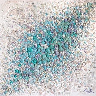 Sea Of Florals - Blue Turquoise by Nada Khatib art print