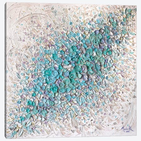 Sea Of Florals - Blue Turquoise Canvas Print #NKH228} by Nada Khatib Canvas Art Print