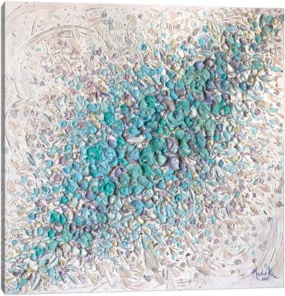 Sea Of Florals - Blue Turquoise Canvas Art Print - Nada Khatib