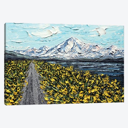BC Mountain - Yellow Gray Blue Canvas Print #NKH22} by Nada Khatib Canvas Print