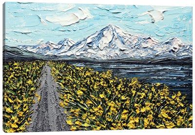 BC Mountain - Yellow Gray Blue Canvas Art Print