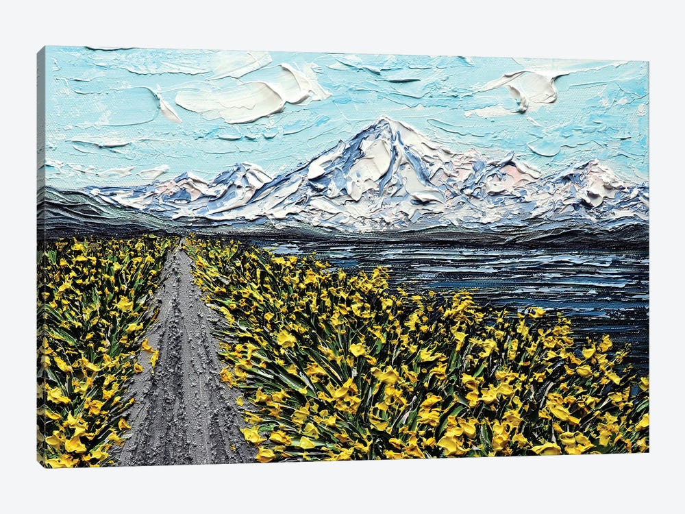 BC Mountain - Yellow Gray Blue by Nada Khatib 1-piece Art Print