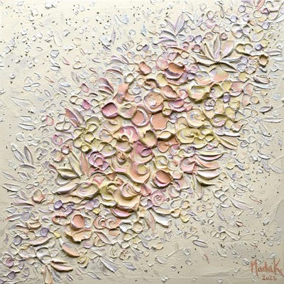 Peaches N Cream - Yellow Autumn by Nada Khatib framed canvas print