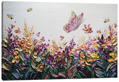 Wildflower Meadow Original Canvas Art Print - Insect & Bug Art