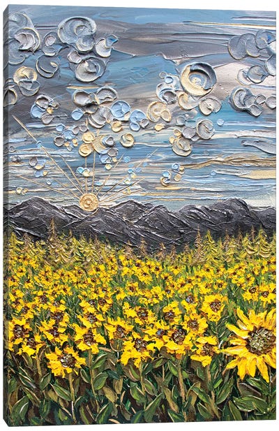 Chasing Sunshine Moody Sunflowers Canvas Art Print - Nada Khatib
