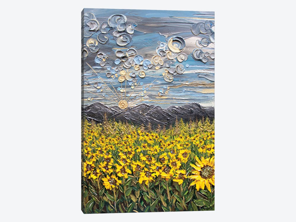 Chasing Sunshine Moody Sunflowers by Nada Khatib 1-piece Canvas Wall Art
