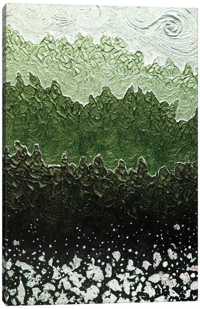 Haze Green Canvas Art Print - Black, White & Green