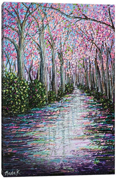 Beauty In The Puddle - Purple Pink Canvas Art Print - Nada Khatib