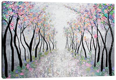 Blossoms In The Breeze Canvas Art Print - Cherry Blossom Art