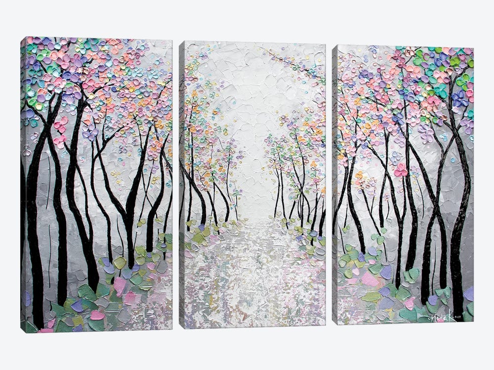 Blossoms In The Breeze by Nada Khatib 3-piece Canvas Wall Art