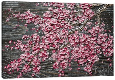 Blooming In The Night - Pink Canvas Art Print - Nada Khatib