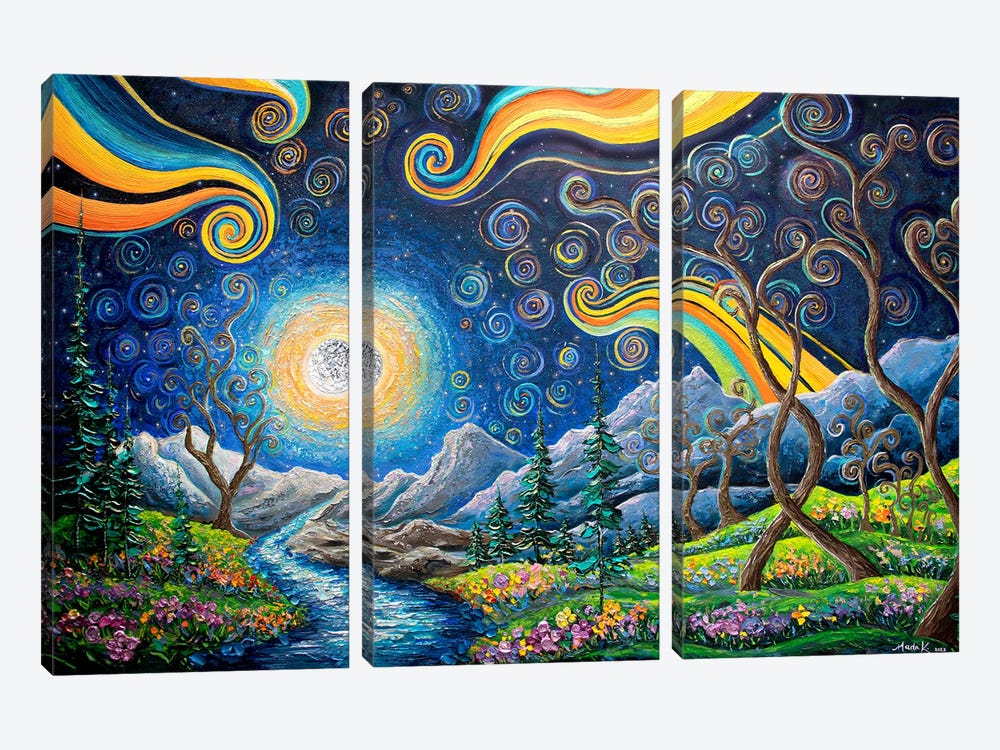 Dreamscape Starry Night by Nada Khatib 3-piece Art Print
