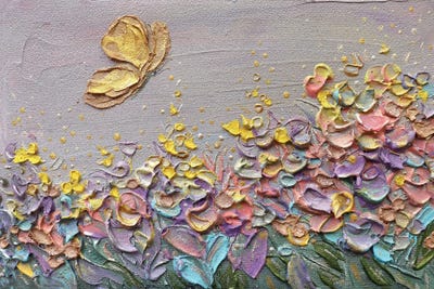 Purple Wildflower Butterfly by Nada Khatib canvas print