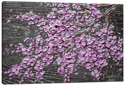 Blooming In The Night - Purple Canvas Art Print - Nada Khatib