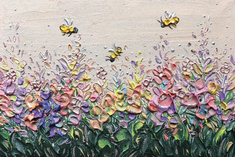 Wildflower Bees Colorful by Nada Khatib wall art