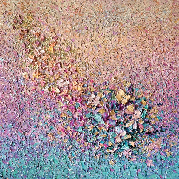 Palette Knife Prints: Gentle Flutter Turquoise by Nada Khatib