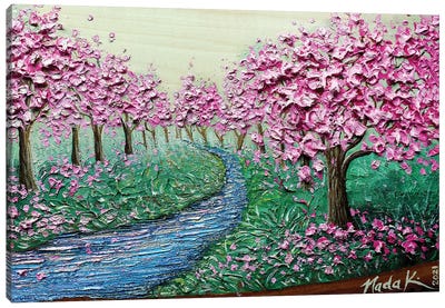 A Bloom In Flow - Hot Pink Magenta Canvas Art Print - Nada Khatib