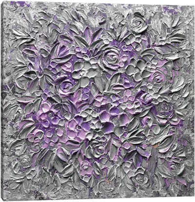 Cotton Candy Florals - Purple Gray Canvas Art Print - Gray & Purple Art