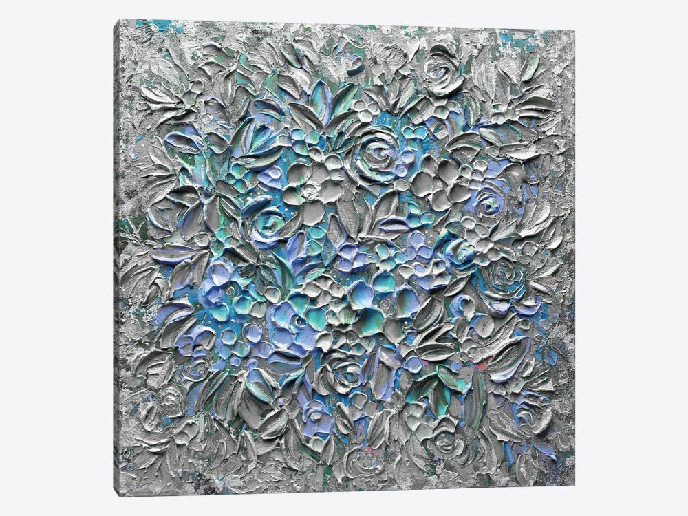 Cotton Candy Florals - Gray Blue Turquoise by Nada Khatib 1-piece Canvas Art