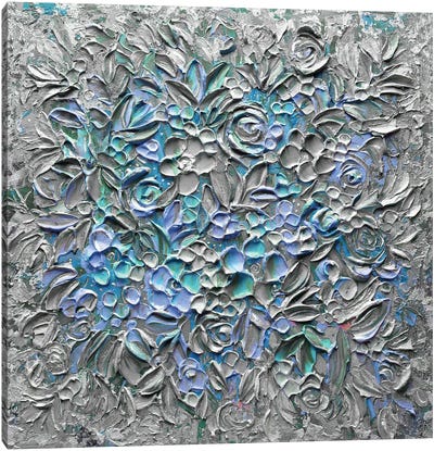 Cotton Candy Florals - Gray Blue Turquoise Canvas Art Print