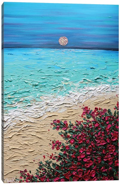 Dreaming Of You - Blue Hot Pink Magenta Canvas Art Print - Beach Sunrise & Sunset Art