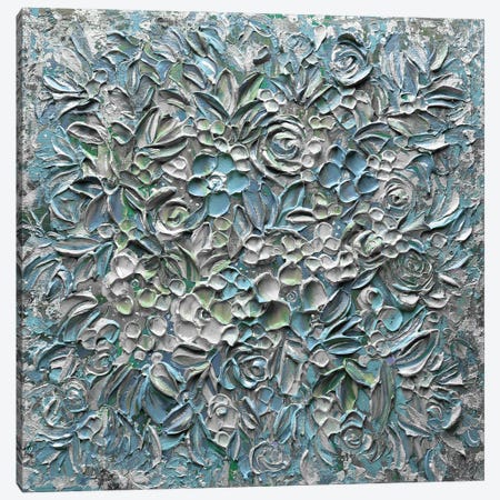 Cotton Candy Florals - Muted Blue Gray Green Canvas Print #NKH40} by Nada Khatib Art Print