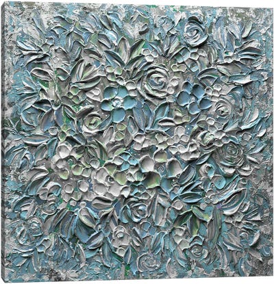 Cotton Candy Florals - Muted Blue Gray Green Canvas Art Print - Nada Khatib